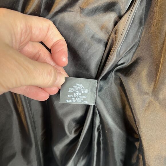 London Fog Tweed Wool Blend Peacoat w/ Scarf Single Breasted Size Large Classic - Picture 10 of 11